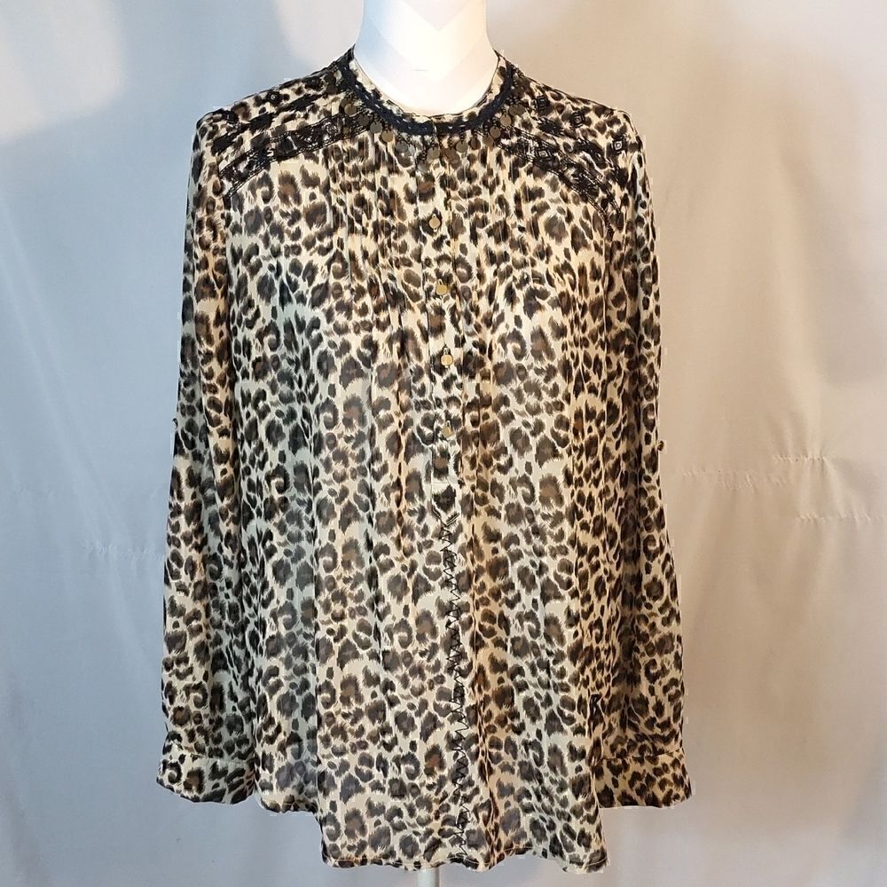 Roar Animal Print Beaded & Embroidered Blouse